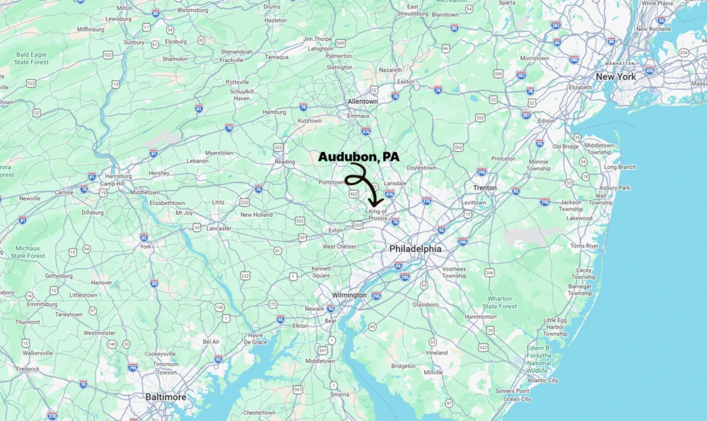 map of southeastern PA showing Audubon