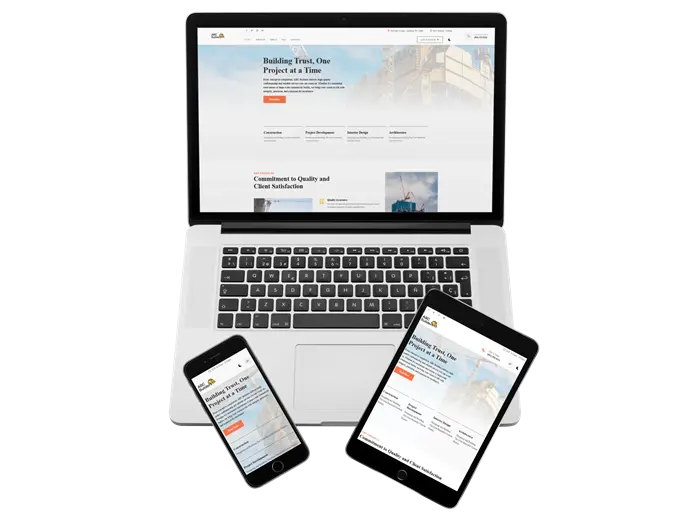 example website on laptop, phone, and tablet screen