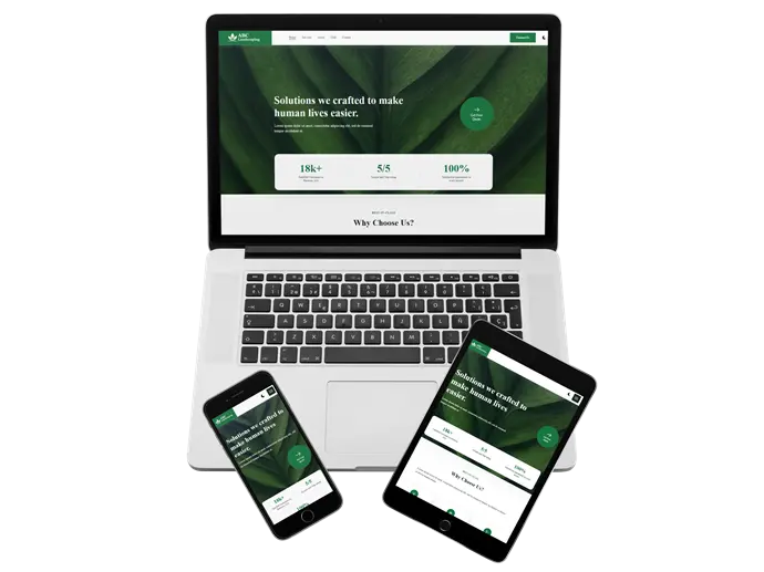 example website on laptop, phone, and tablet screen