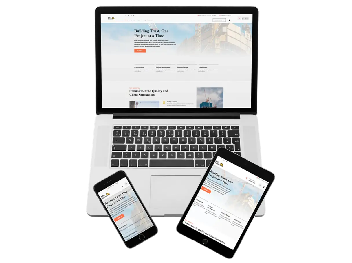 example website on laptop, phone, and tablet screen